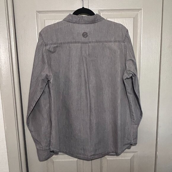 Magellan Outdoors Women’s Classic Fit Button-Up Shirt Gray Long Sleeve Roll-Tab - Picture 5 of 10